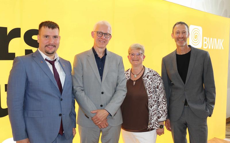 Gelungener Jahresempfang mit (von links): Sprecher des Werkstatt-Rats, Manuel Schreiber-Alvarez, Aufsichtsratsvorsitzender Joachim Hild, Geschäftsführerin Mareike Meister und Professor Dr. Ziad Mahayni.