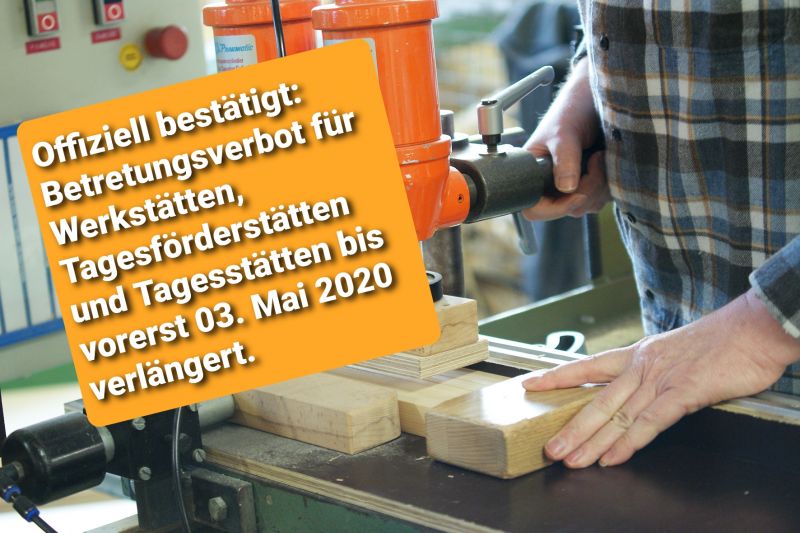 Werkstätten bis zum 3. Mai 2020 geschlossen!